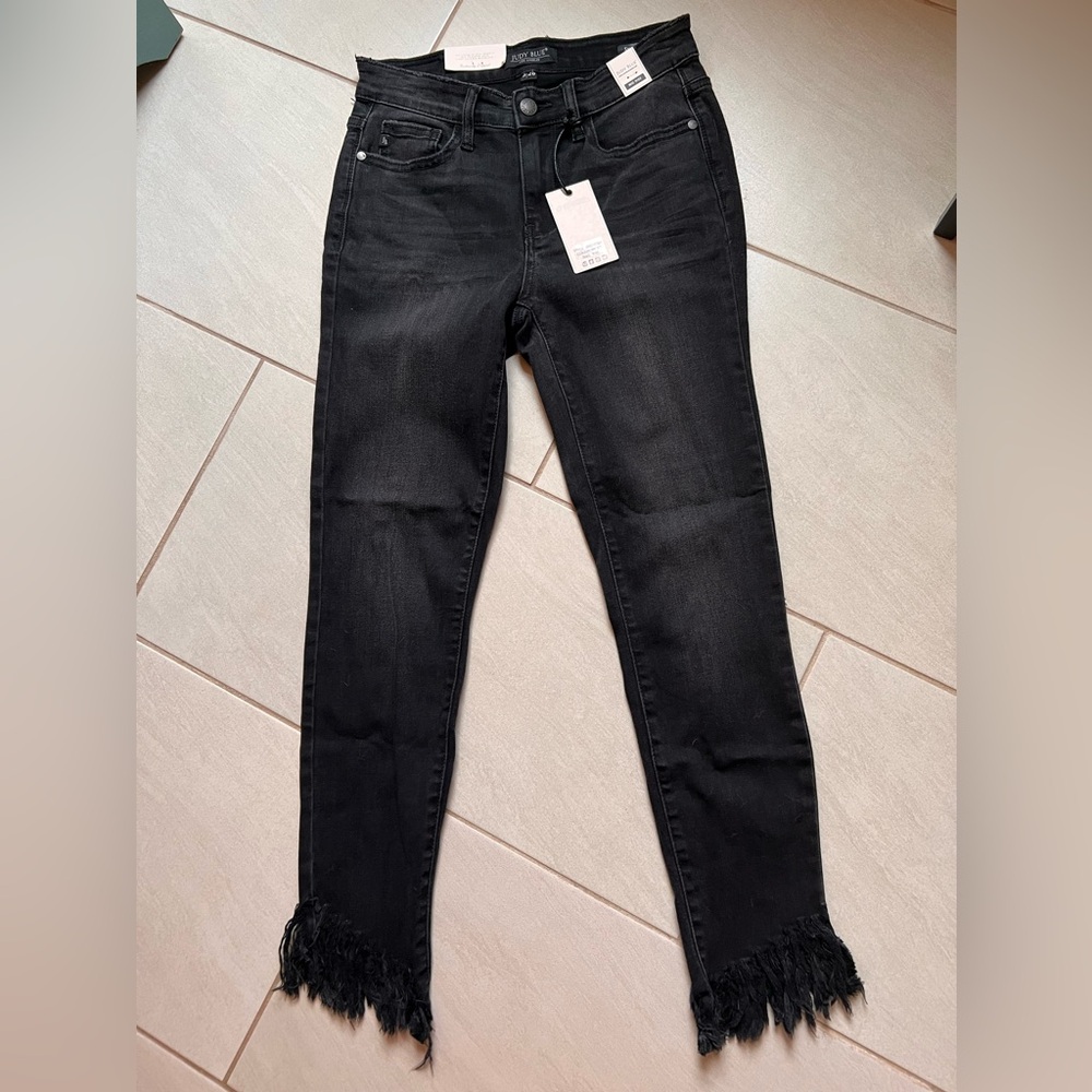 Judy Blue Black Raw Hem Skinny Jeans